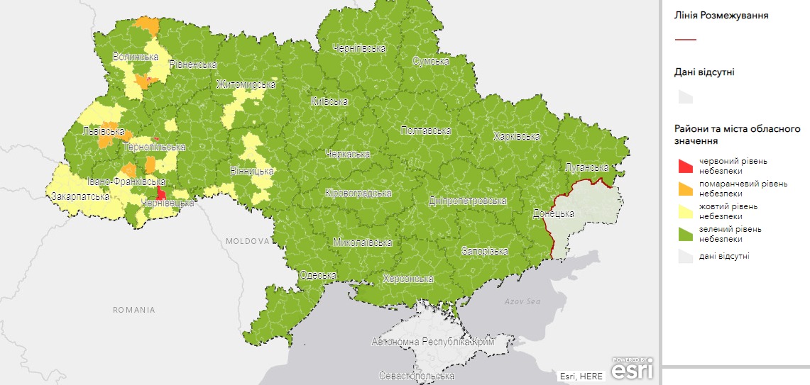 В "красную" карантинную зону попали три региона Украины: карта