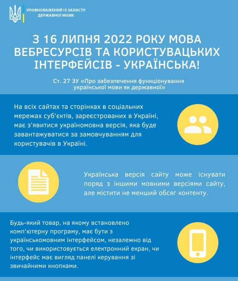 В Украине с 16 июля все сайты должны перейти на украинский язык
