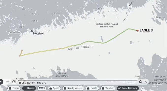 повреждение кабелей, идущих по дну Балтийского моря