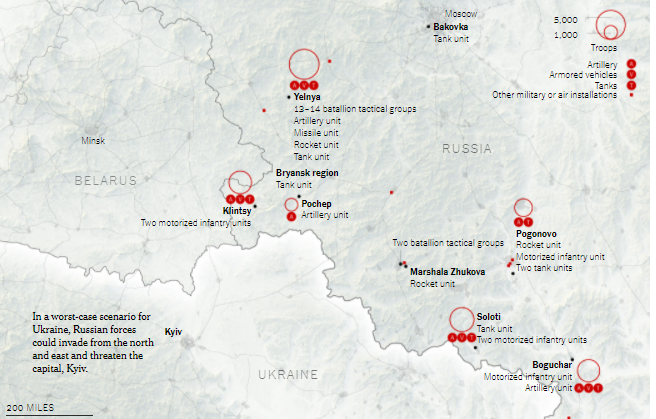 NYT опубликовало карту концентрации российских войск 