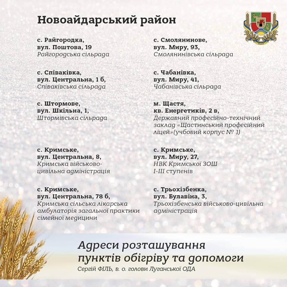 Луганская, пункты обогрева и помощи