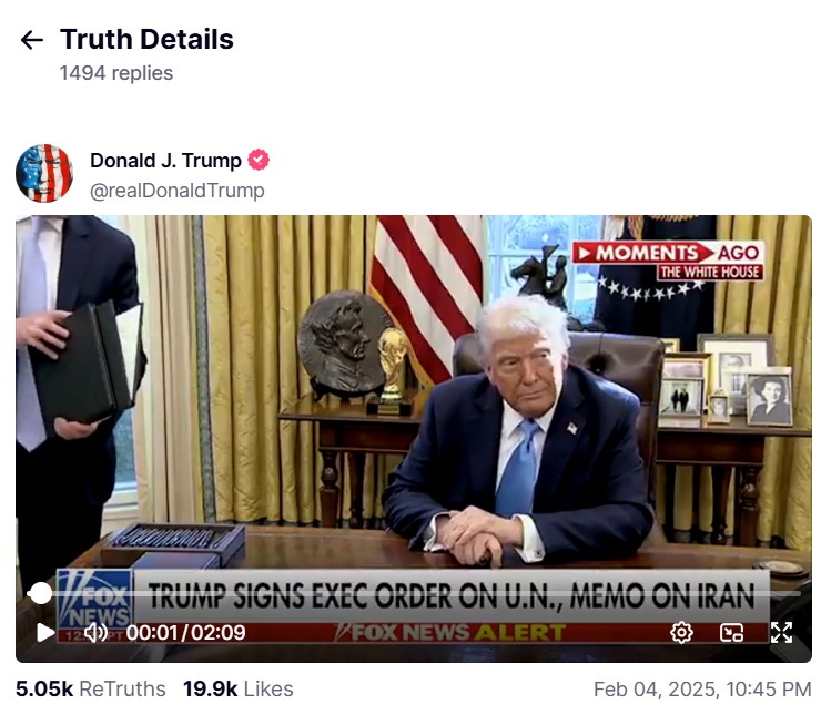 Фото: Трамп, соцсеть Truth Social