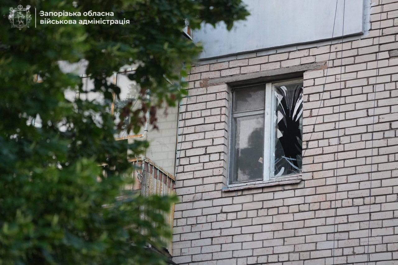 Последствия удара БПЛА по Запорожью