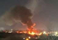 Фото: пожар на нефтебазе в российском Орле