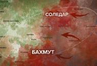Карта наступательной операции российских оккупантов на Соледар и Бахмут / hromadske