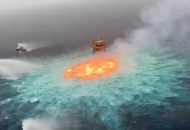 Пожар на подводном нефтяном трубопроводе