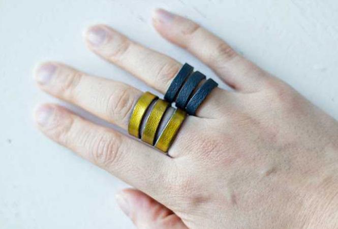 Необычные кольца из кожи и натурального янтаря в интернет-магазине янтаря АМБЕРХОЛЛ