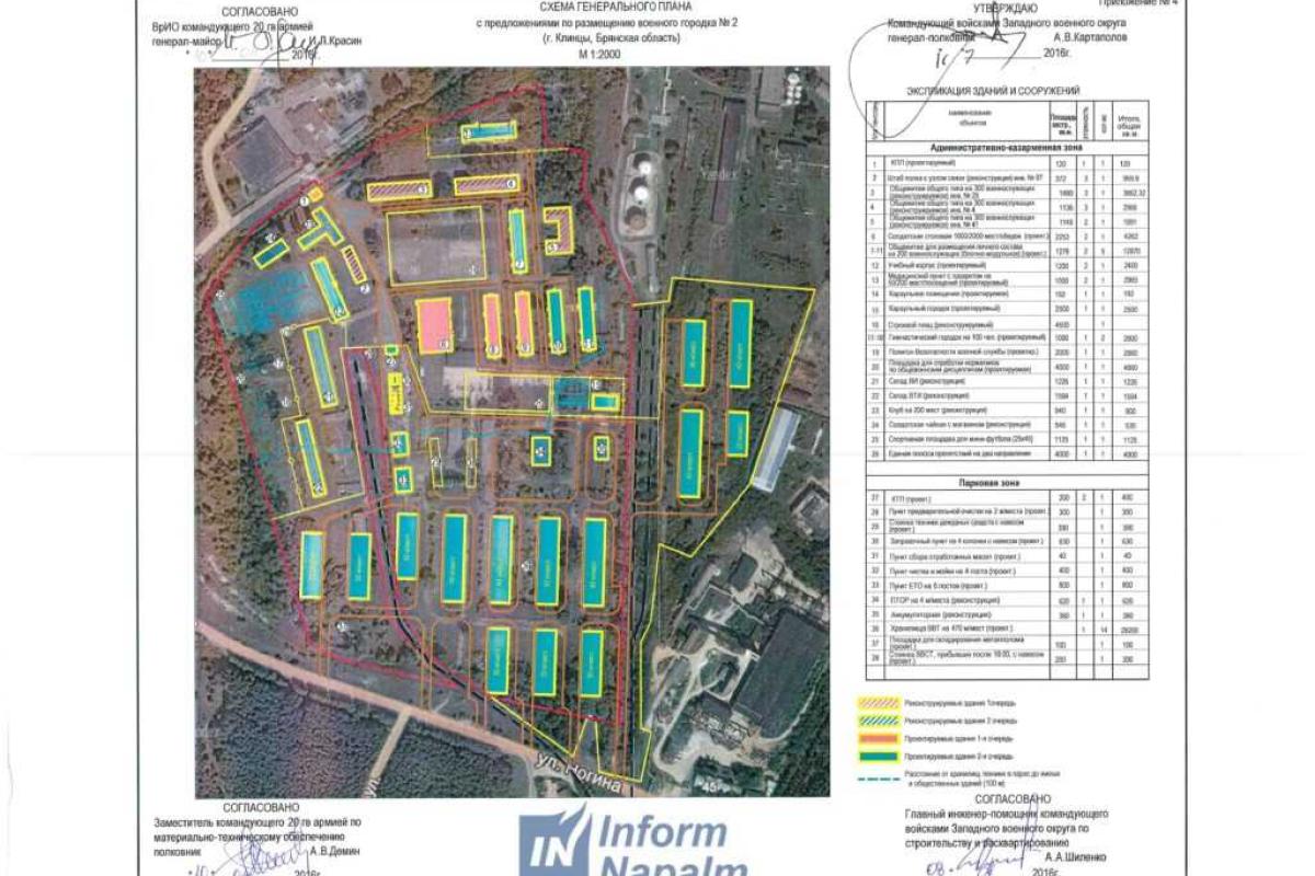 Схема генерального плана российского военного городка в Клинцах попала в свободный доступ Схема генерального плана российского военного городка в Клинцах попала в свободный доступ