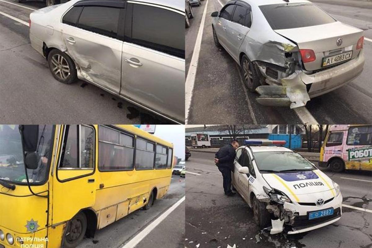У Києві патрульні затримали водія, який, тікаючи, зіткнувся з трьома авто