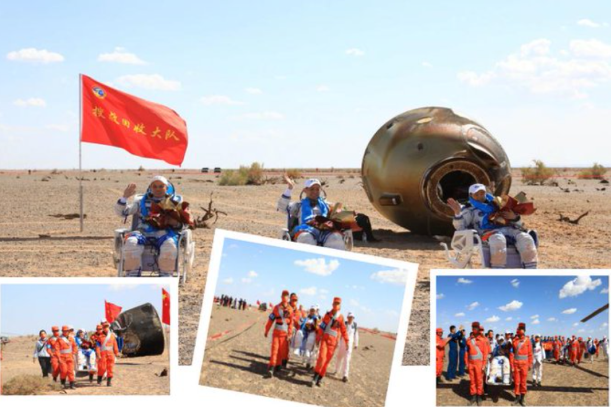 Экипаж корабля "Шэньчжоу-12" вернулся на Землю после трехмесячного пребывания в космосе