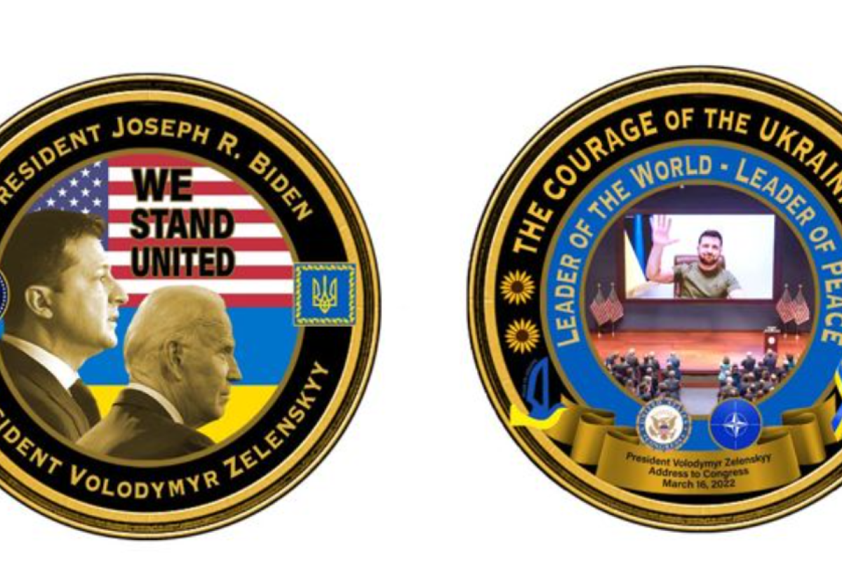 Адміністрація президента США презентувала пам'ятні монети, присвячені Україні та Зеленському Адміністрація президента США презентувала пам'ятні монети, присвячені Україні та Зеленському