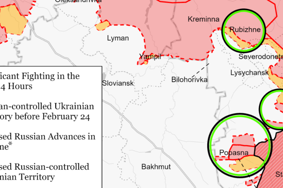 Российские войска готовятся к наступлению на Северодонецк - ISW Российские войска готовятся к наступлению на Северодонецк - ISW