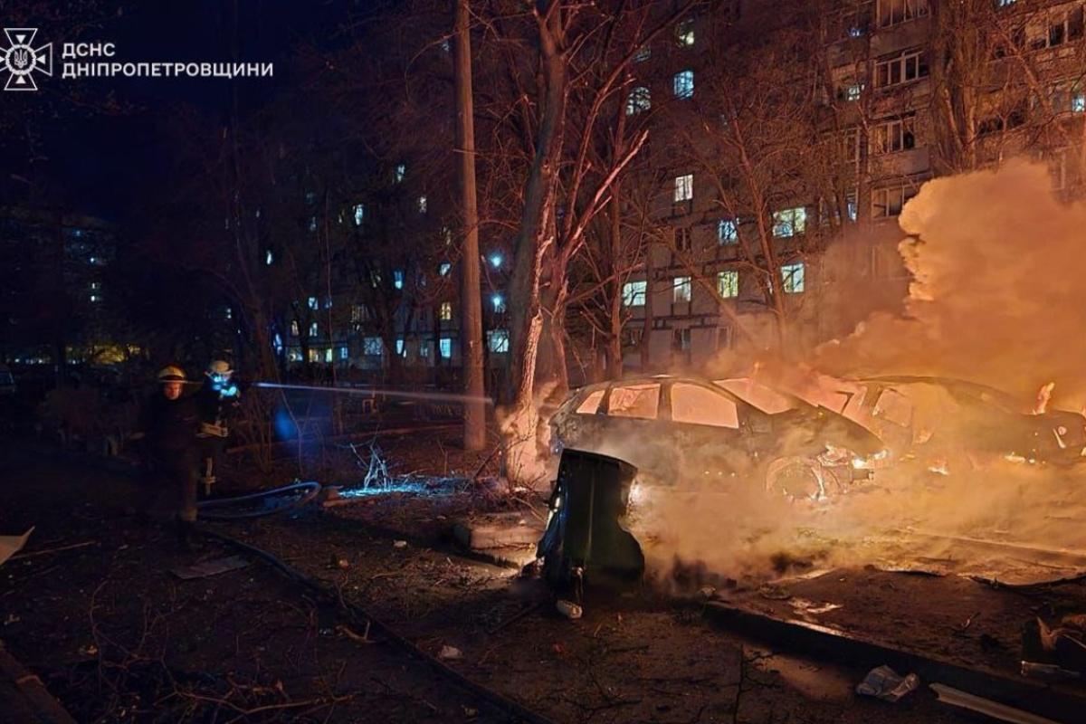 Ночная атака БПЛА на Днепр
