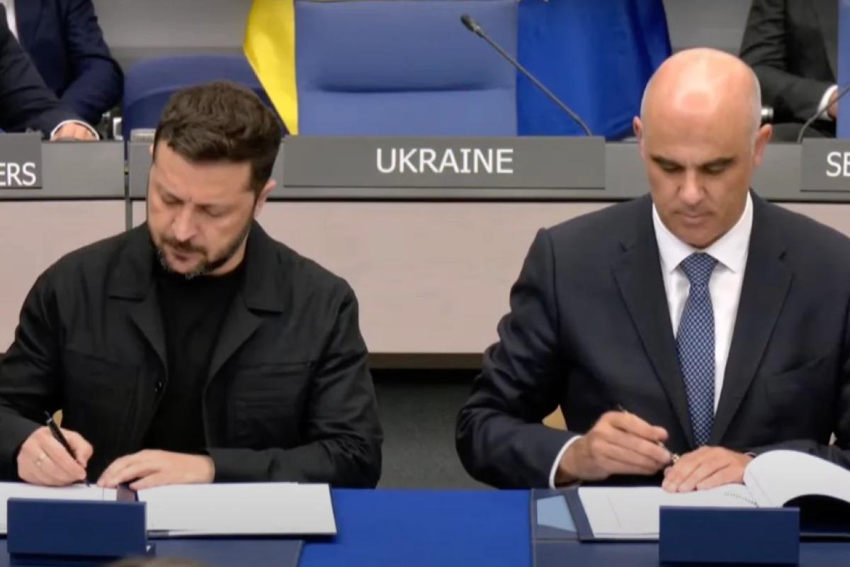 Президент Украины Владимир Зеленский и генеральный секретарь Совета Европы Ален Берсе