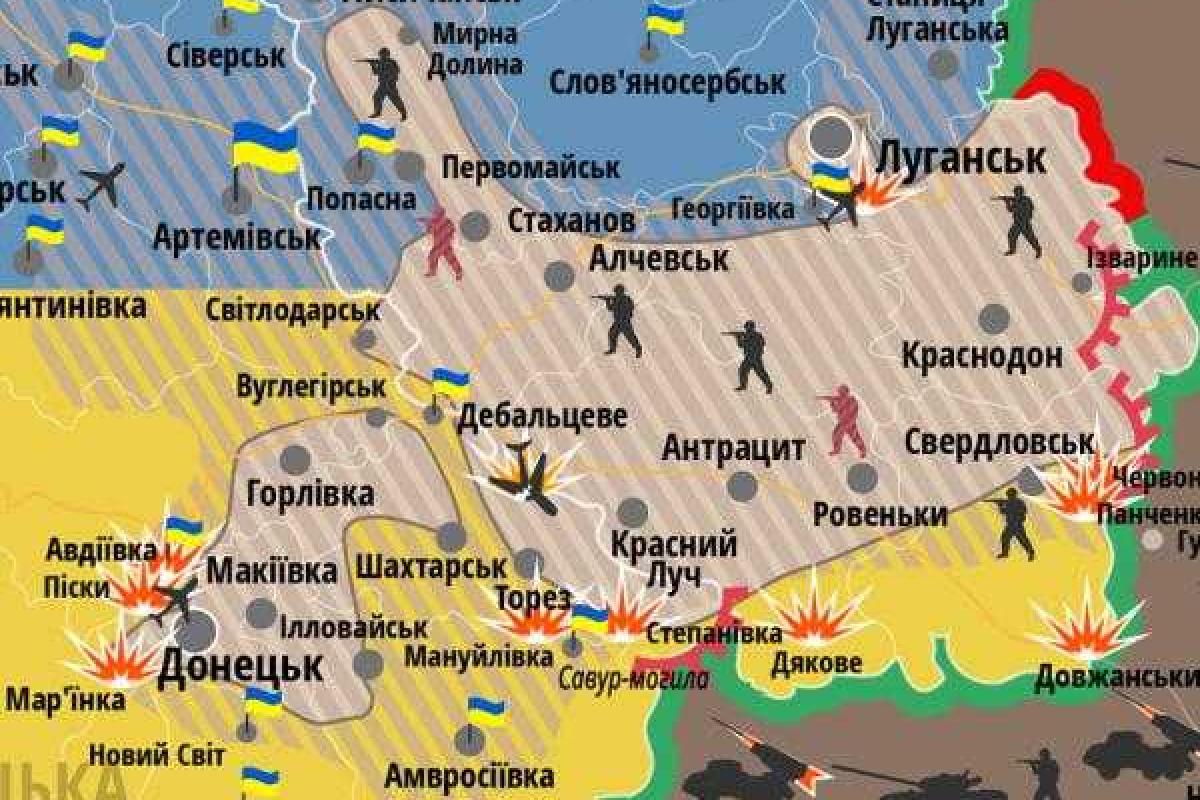 Карта расстановки сил в зоне АТО на 10 августа, - СНБО Карта расстановки сил в зоне АТО на 10 августа, - СНБО