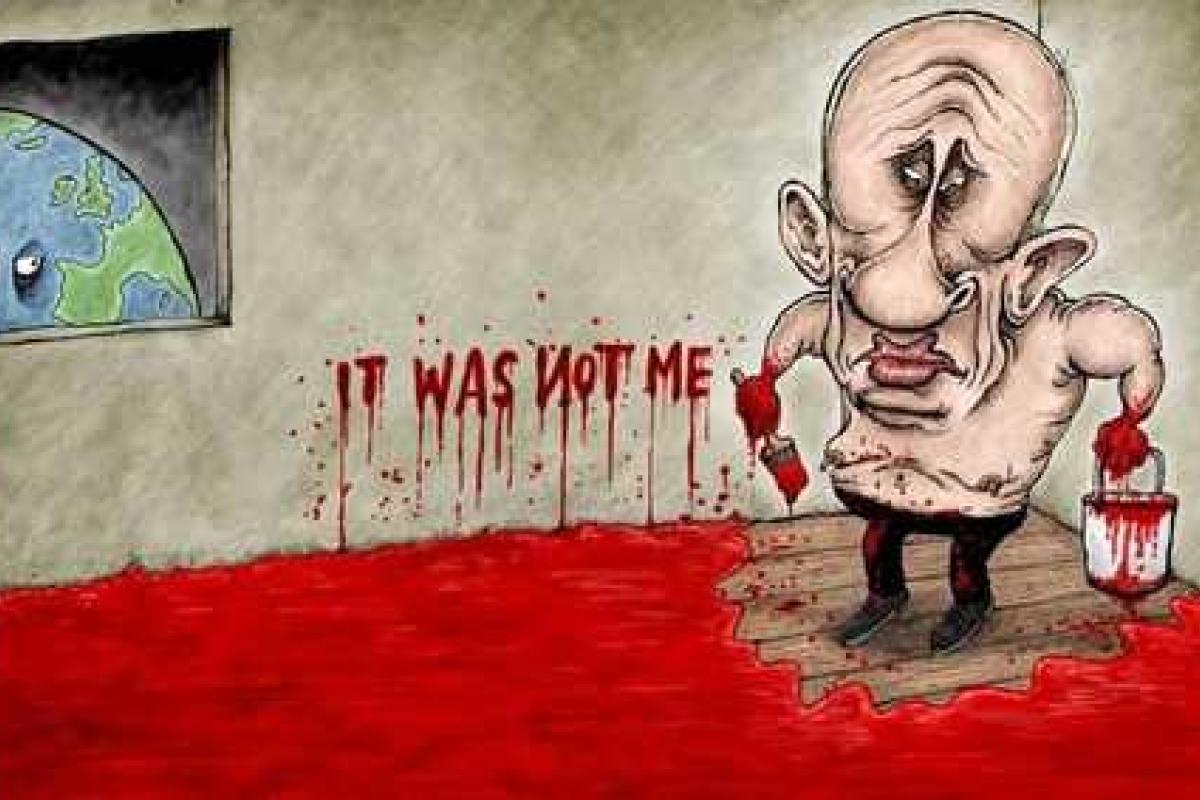 Путин по локти в крови - мировые СМИ нарисовали карикатуры Путин по локти в крови - мировые СМИ нарисовали карикатуры