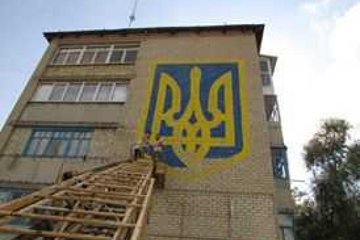 В Волновахе изобразили самый большой герб Украины в Донецкой области В Волновахе изобразили самый большой герб Украины в Донецкой области