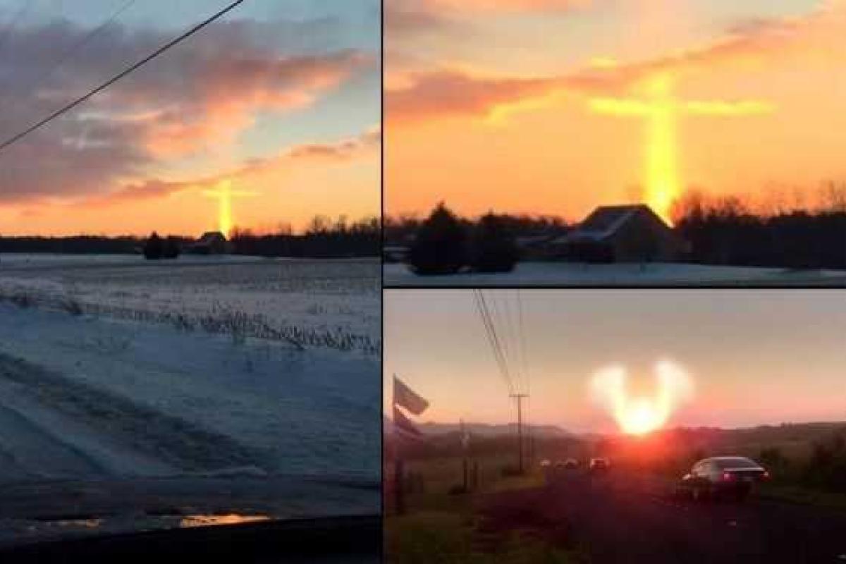 Очевидцы засняли странные оптические явления: "крылатое солнце" на Гавайях и "крест" над штатом Мичиган Очевидцы засняли странные оптические явления: "крылатое солнце" на Гавайях и "крест" над штатом Мичиган