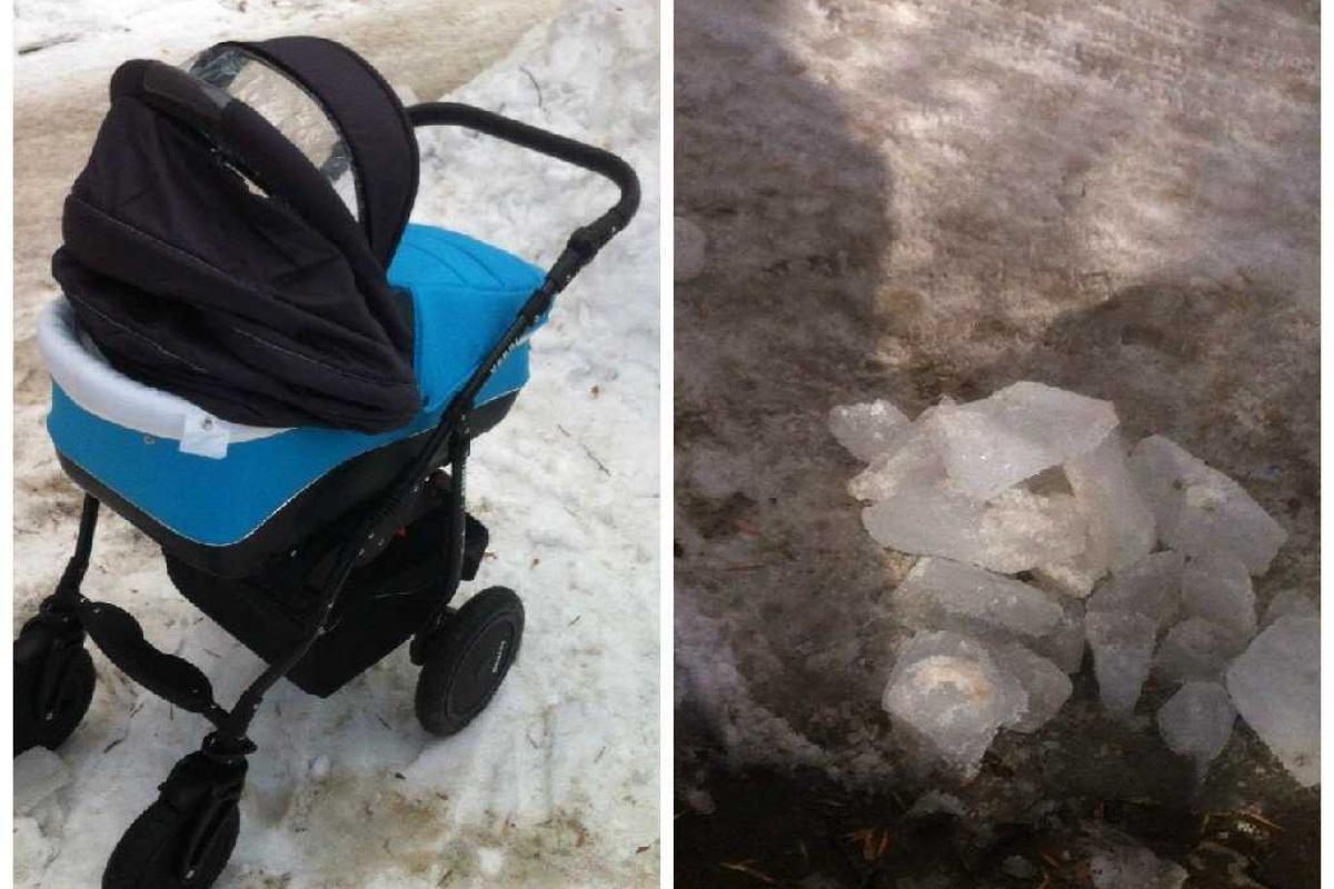 В Москве префектура ЮЗАО выясняет, что упало на коляску с ребенком 
