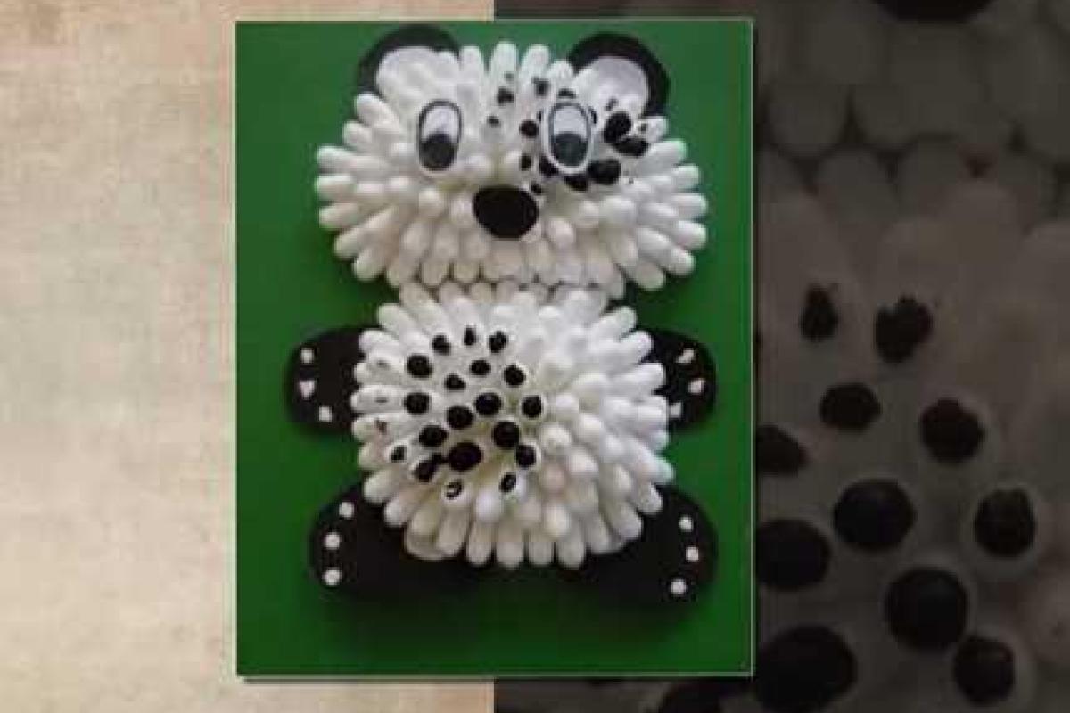 Панда из ватных палочек Панда из ватных палочек