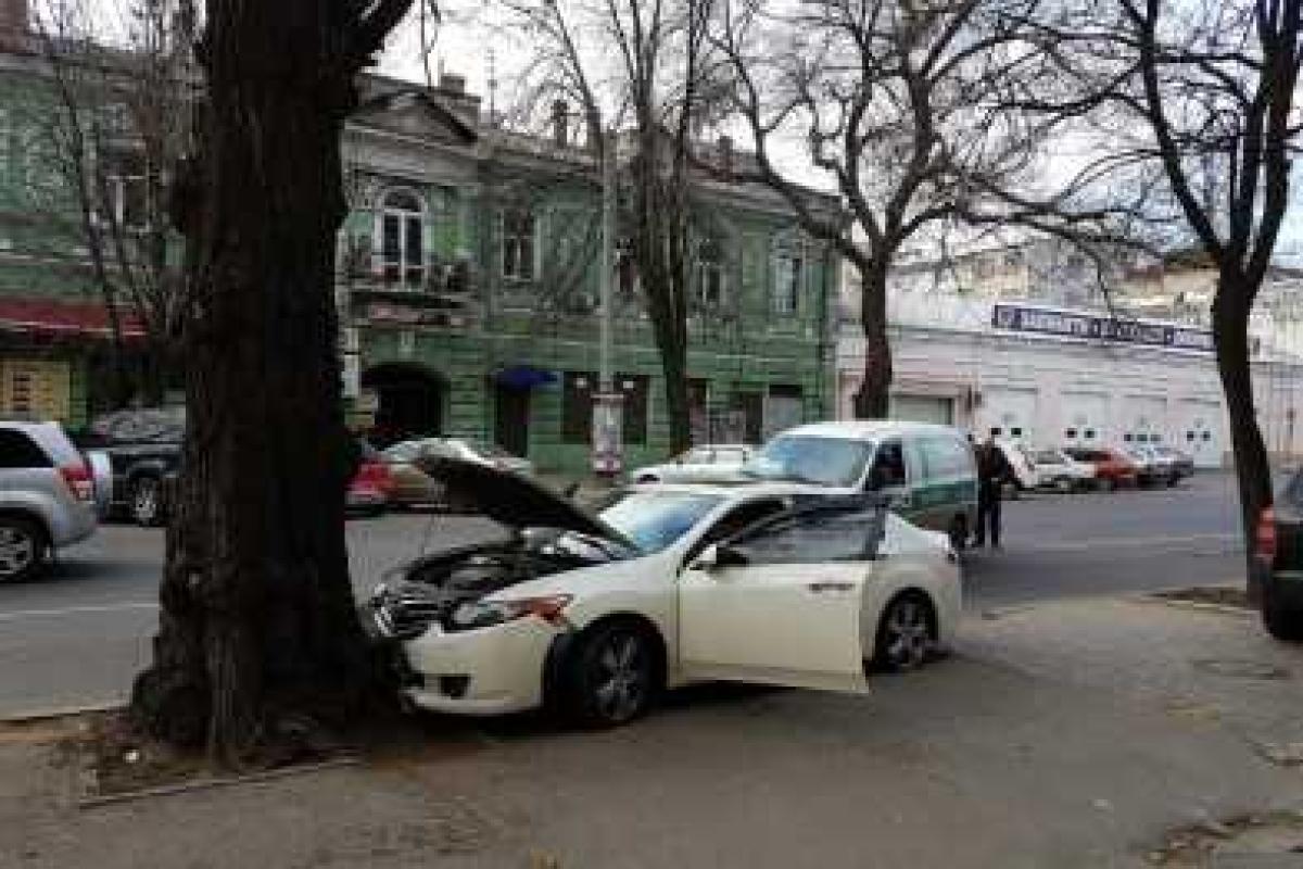 В центре Одессы водитель иномарки "впечатался" в дерево В центре Одессы водитель иномарки "впечатался" в дерево