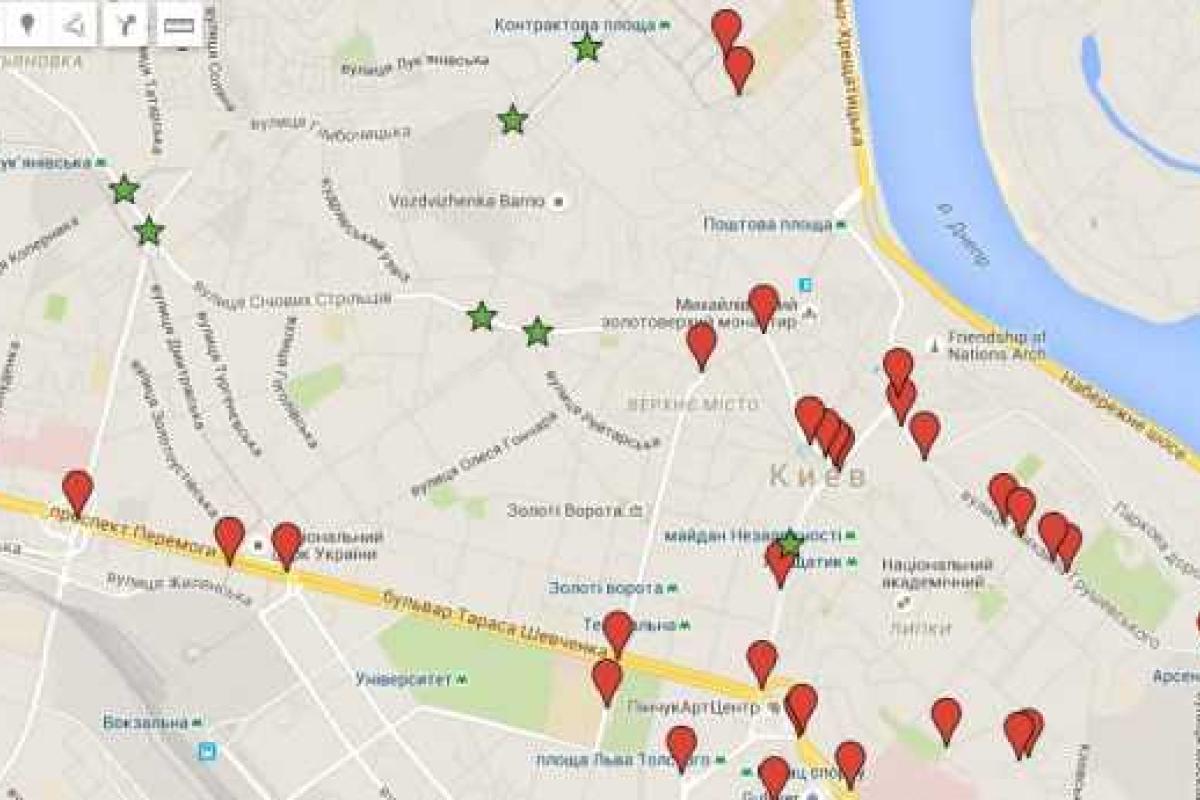Составлена киевская карта камер фотофиксации нарушений ПДД Составлена киевская карта камер фотофиксации нарушений ПДД