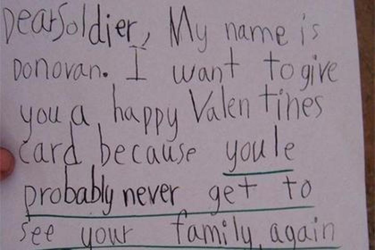 В США ребенок в валентинке "предсказал" смерть военнослужащего