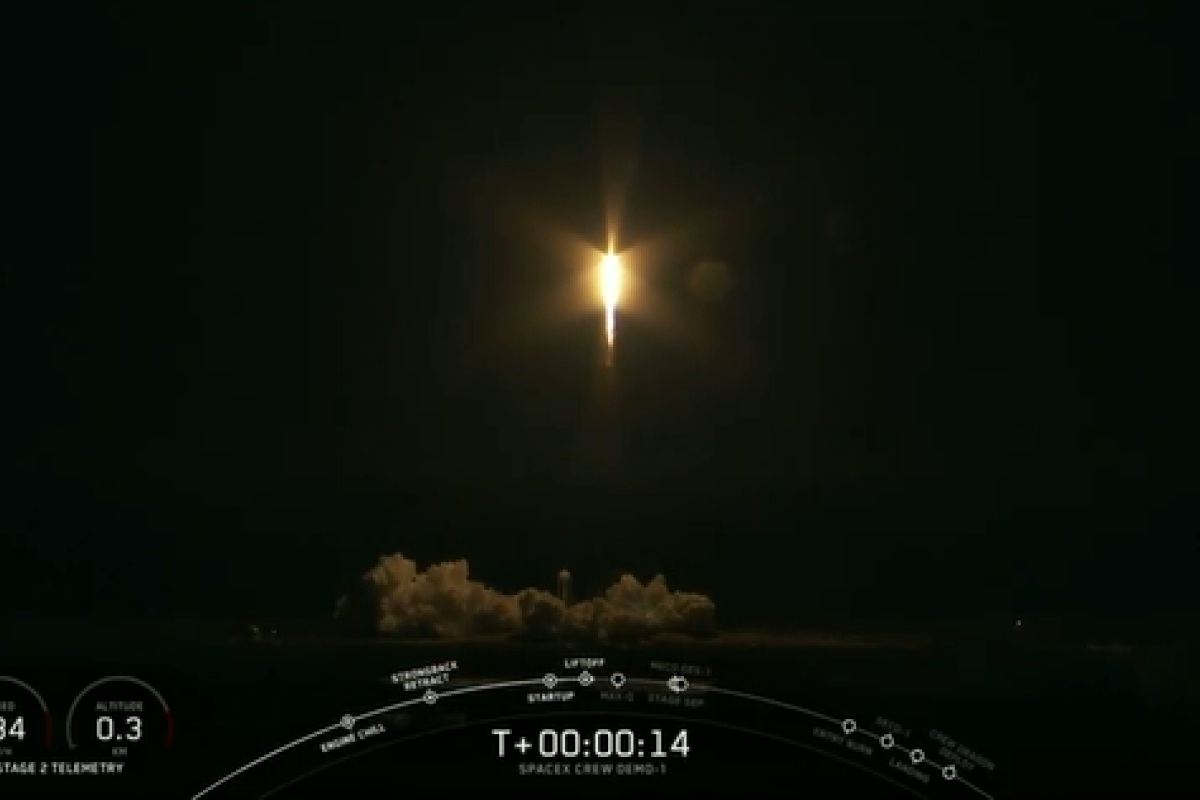 SpaceX впервые запустила к МКС пилотируемый корабль Crew Dragon