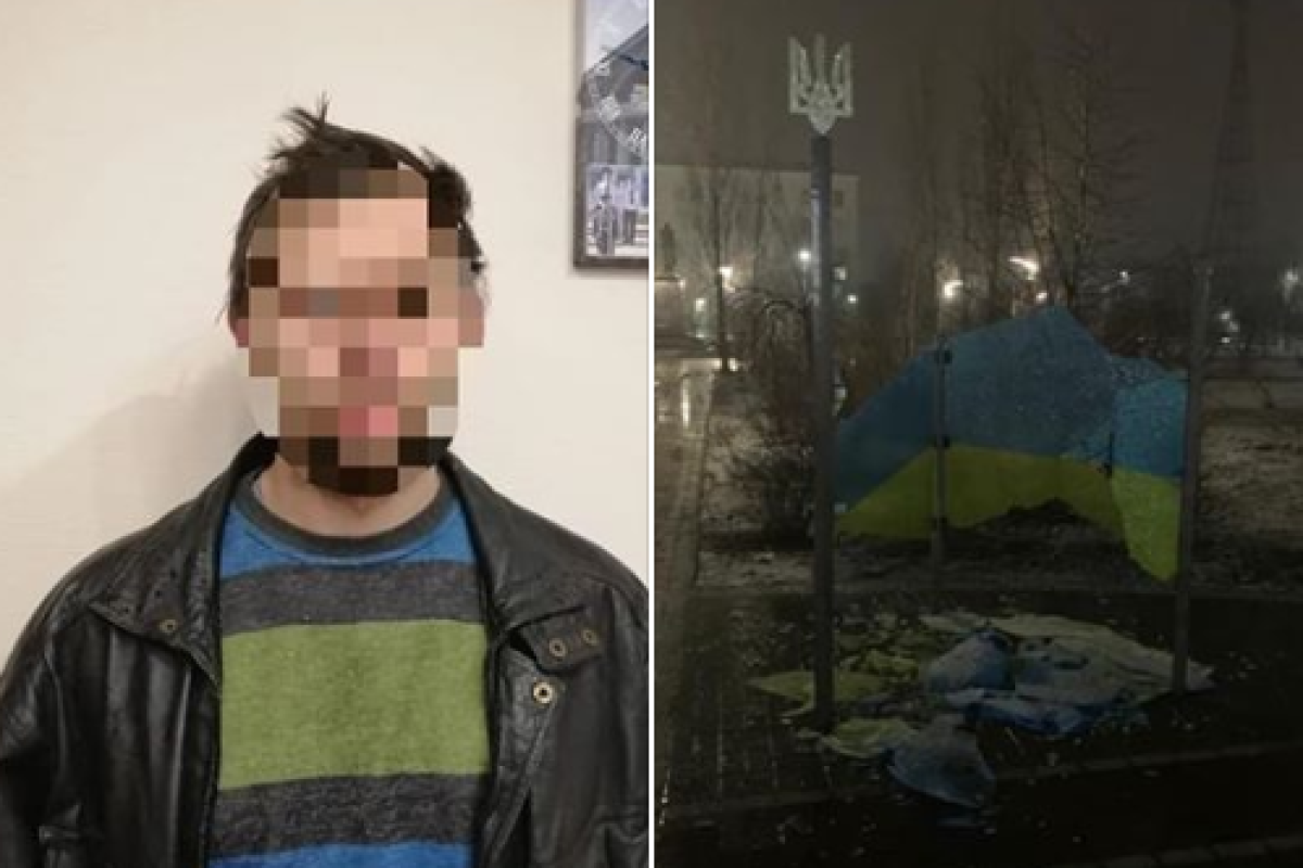 Вандала, разбившего стелу в Северодонецке, доставили в полицию Вандала, разбившего стелу в Северодонецке, доставили в полицию