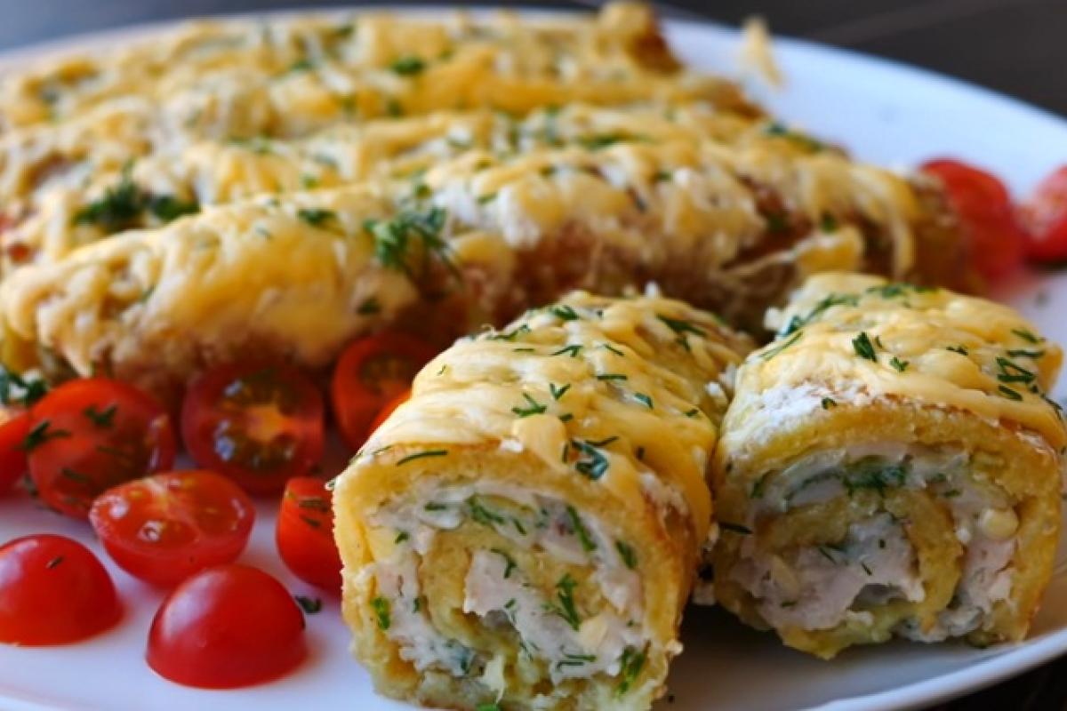 Драники по-новому: Картофельные рулетики с курицей