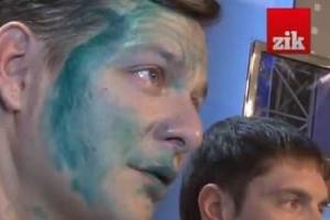 Во Львове Олега Ляшко встретили с зеленкой