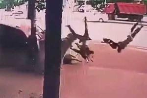 Видео жуткой аварии: водитель скорбит по разбитой иномарке, наплевав на двух сбитых им пешеходов