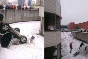 В Москве легковушка с людьми вылетела с 4-го этажа многоуровневой парковки