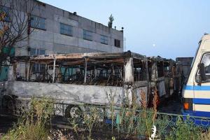 В Николаеве на стоянке в одном пожаре сгорели шесть автобусов "Эталон"