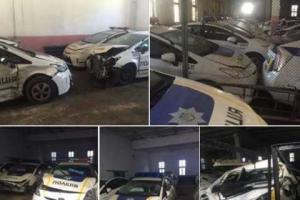 В сеть попали снимки "кладбища" разбитых полицейских автомобилей "Toyota Prius"
