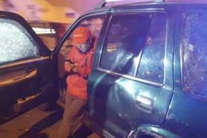 В Киеве пьяный водитель "Kia Sportage" подрезал маршрутку, спровоцировав ДТП