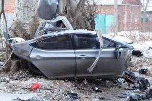 На Донетчине "Hyundai Elantraв" влетел в дерево: авто разорвало на части, 2 человека погибли