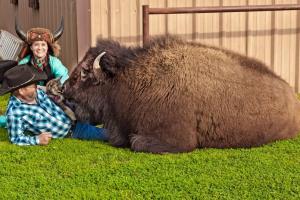 Американская супружеская пара из штата Техас приютила в своем доме огромного бизона