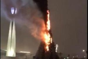 В Астане сгорела главная городская елка