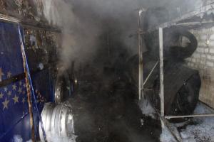 В Лисичанске горел автобус