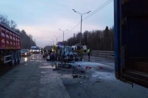 Смертельное ДТП под Москвой: при столкновении микроавтобуса и фуры погибли 6 человек