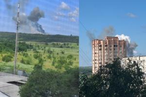 "Бавовна" в Луганске: после мощных взрывов начался пожар и слышна детонация