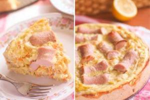 Пирог с кислой капустой и сосисками