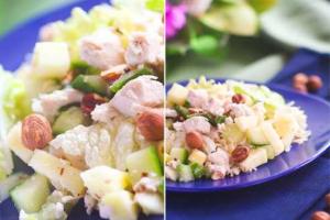 Салат с куриным филе, огурцами и орехами