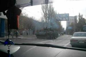 Военная техника боевиков на улицах Донецка