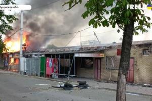 Наслідки пожежі на центральному ринку у Сєвєродонецьку зняли на відео