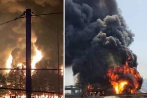 В России вспыхнул масштабный пожар на нефтебазе: фото, видео