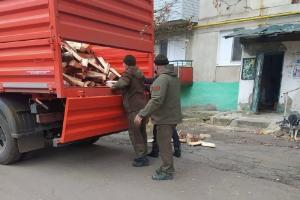 "По 12 бревен на дом": "Власти" Лисичанска привезли в город "отопление"
