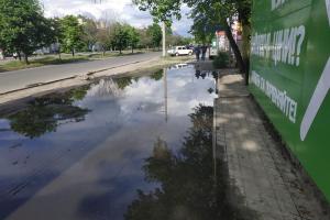"Уточек не хватает": в Северодонецке дождь превратил тротуар в озеро (фото)