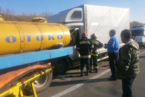 На Киевщине «Renault Master» врезался в молоковоз